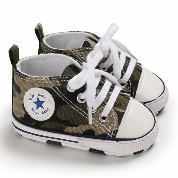 Baby Toddler Green Camo Lace-up Hightop Prewalkers